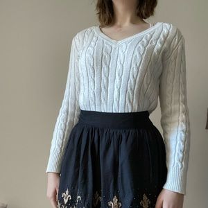 RALPH LAUREN CABLE KNIT V-NECK SWEATER